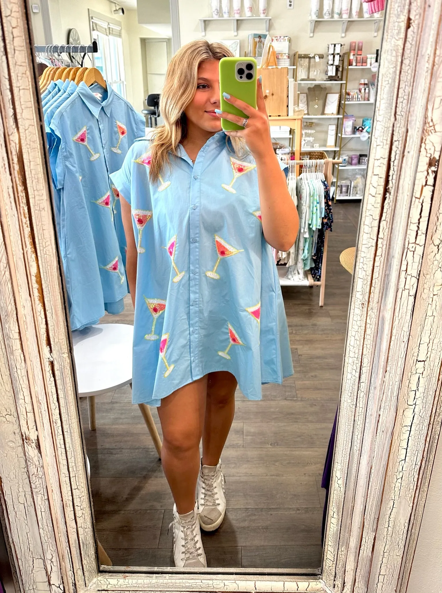 Sequin Martinis Shirt Dress