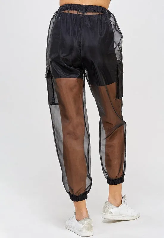 SHEER CARGO JOGGER PANTS