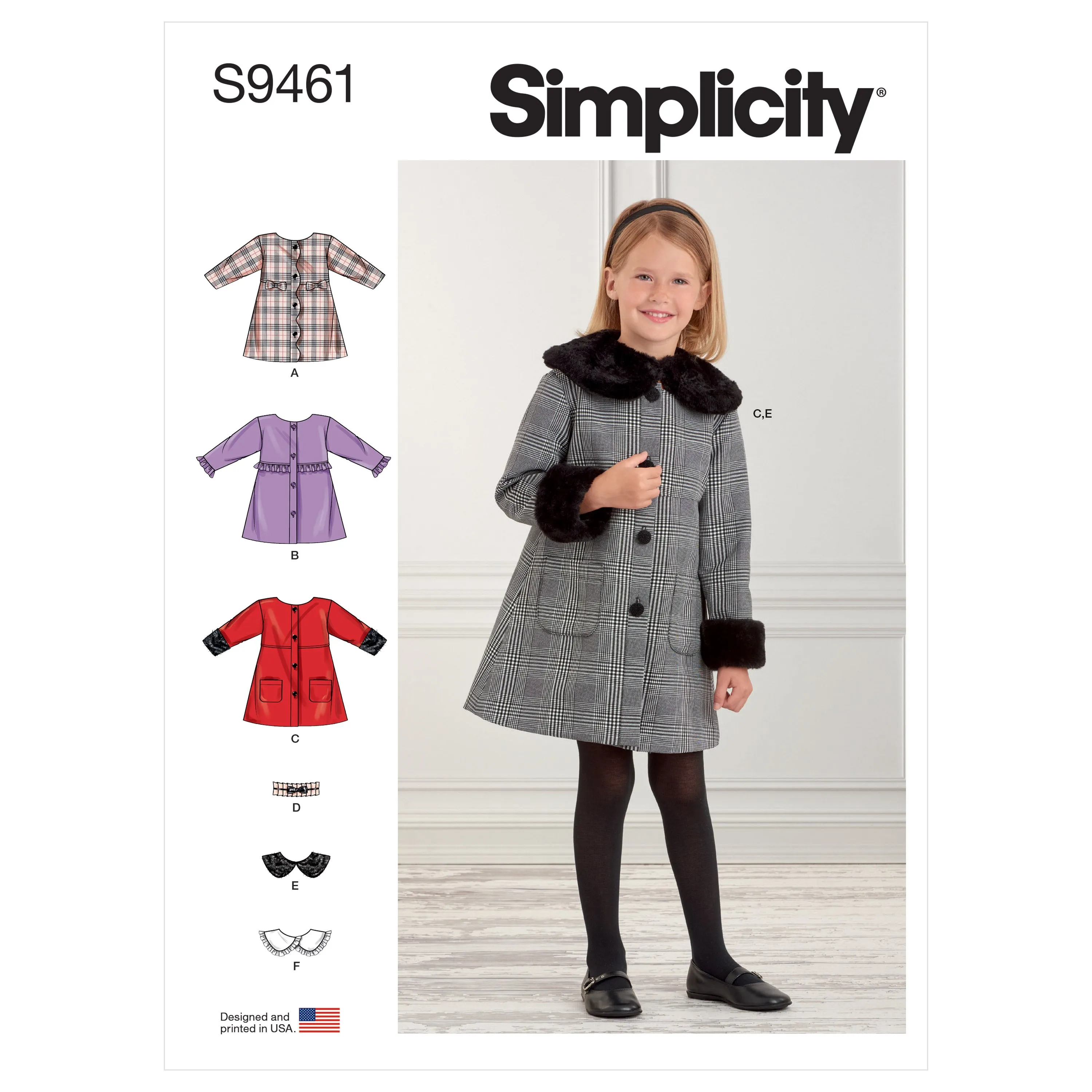 Simplicity Sewing Pattern 9461 Children's Coat