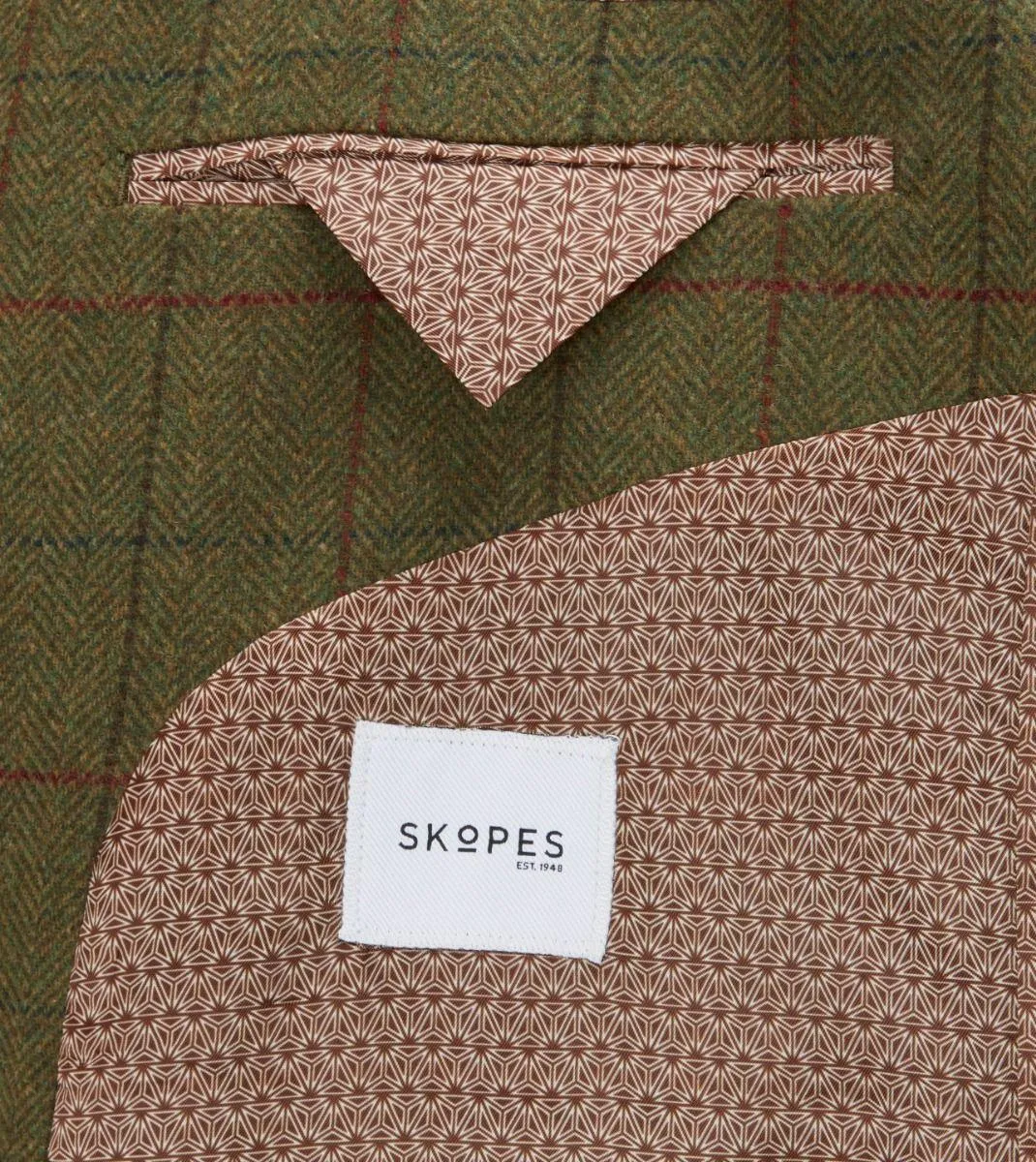 Skopes Mens Plus Size Wool Blend Herringbone Green Check Overcoat In Size Small To 5Xl