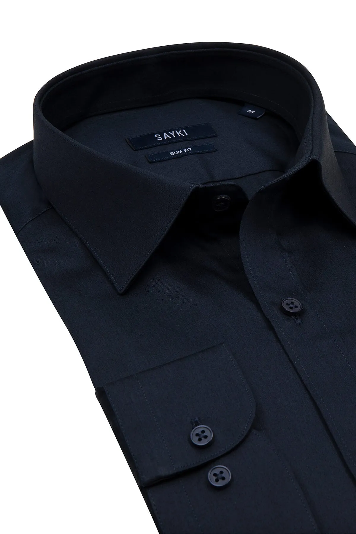 Slim Fit 100% Cotton Navy Dress Shirt