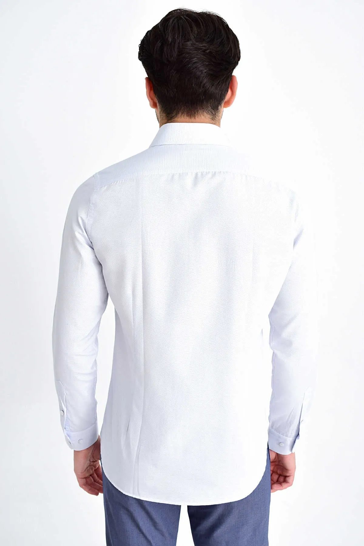 Slim Fit Cotton Blend Light Blue Dress Shirt
