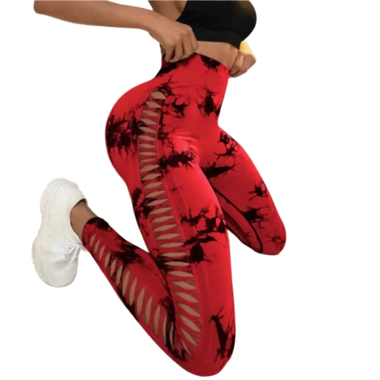 Solid Color High-Waist Yoga Pants – Hip Lift Seamless Fitness Leggings with Side Hollow Design