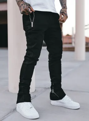 Stacked Track Jeans V1 in Jet Black