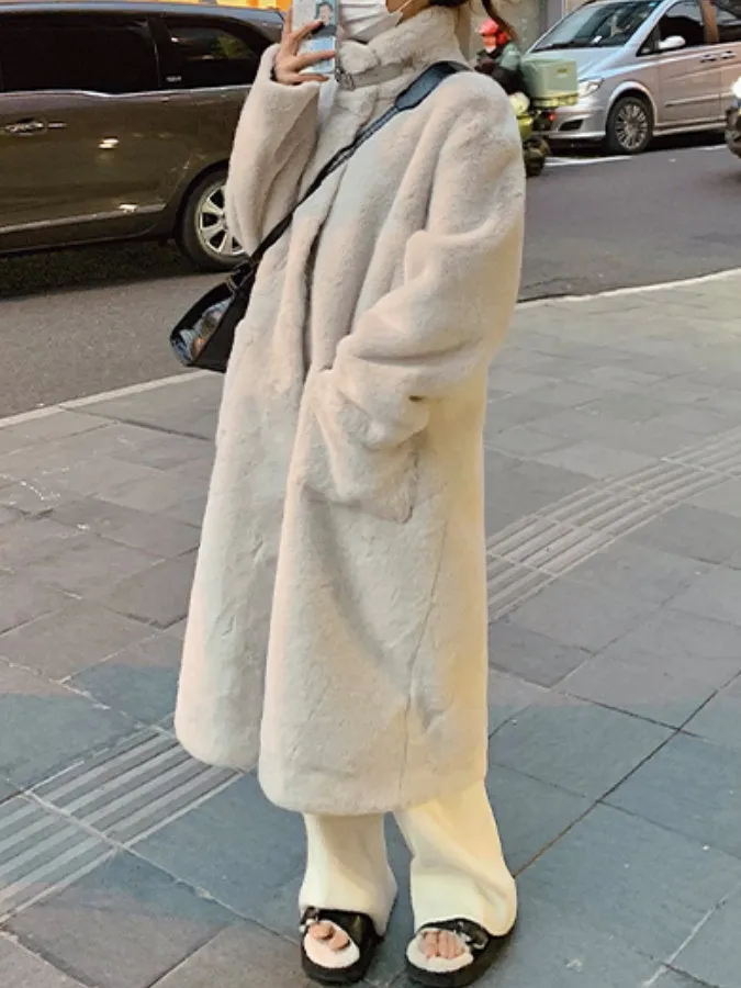 Stand Collar Fur Coat HL9593