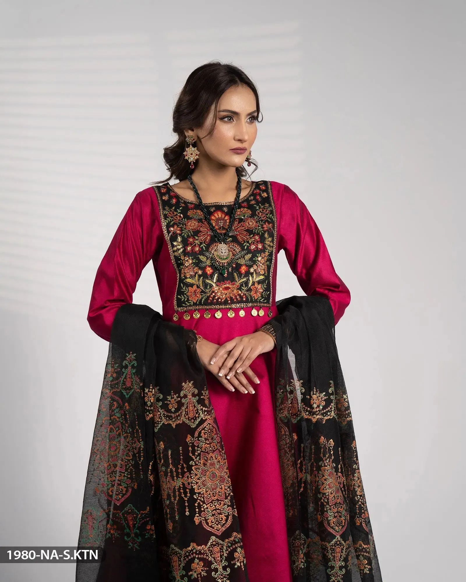 Stitched 3 Piece Chambray Katan Frock| 1980-NA-S.KTN
