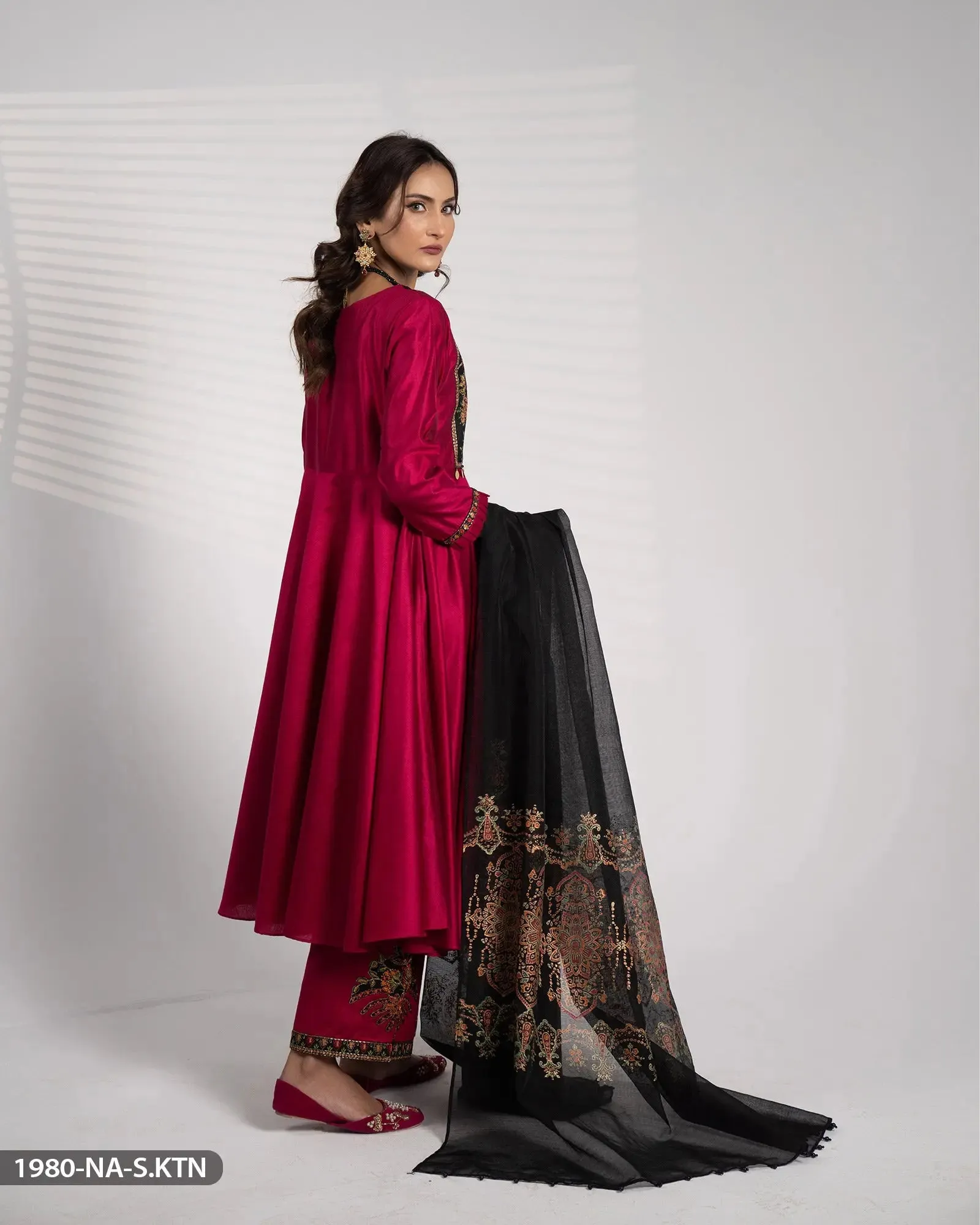 Stitched 3 Piece Chambray Katan Frock| 1980-NA-S.KTN