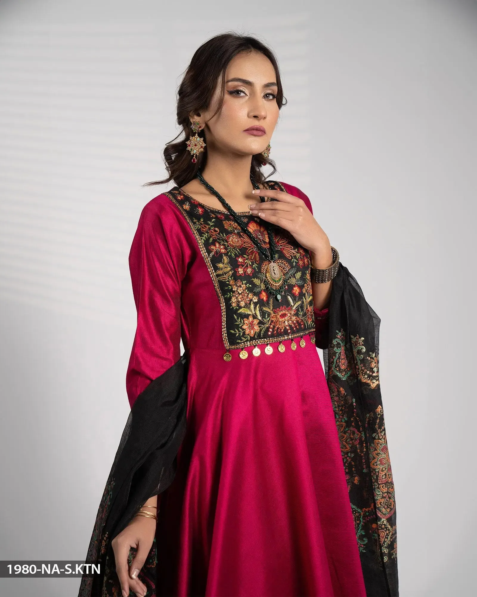 Stitched 3 Piece Chambray Katan Frock| 1980-NA-S.KTN