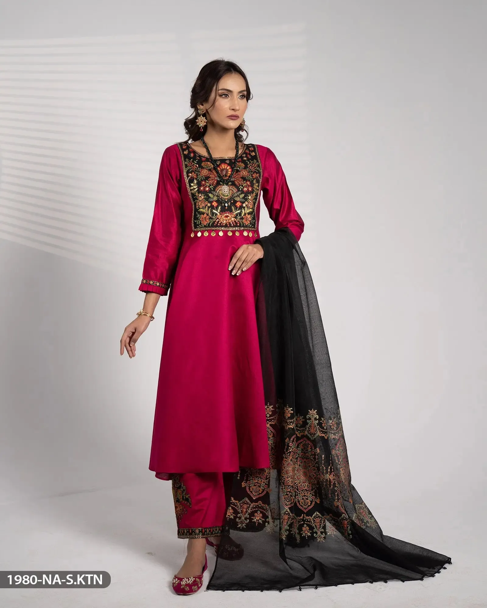 Stitched 3 Piece Chambray Katan Frock| 1980-NA-S.KTN