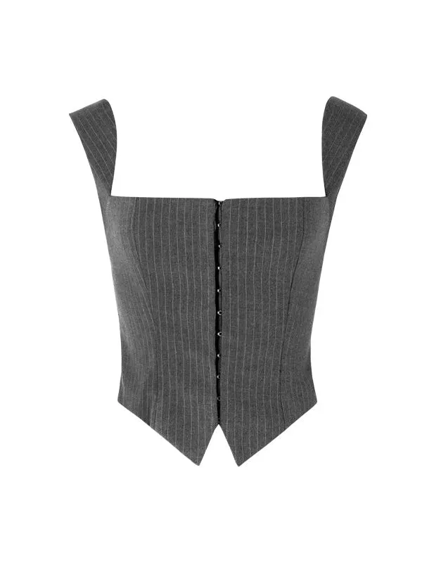 Striped Camisole & Detachable Floral Pleated Skirt