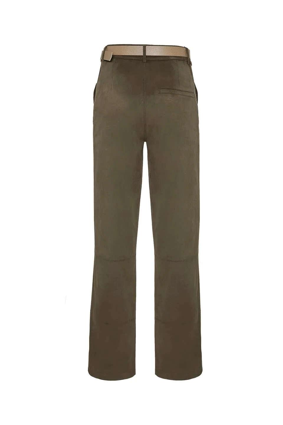 Suede Green High Waist Pants