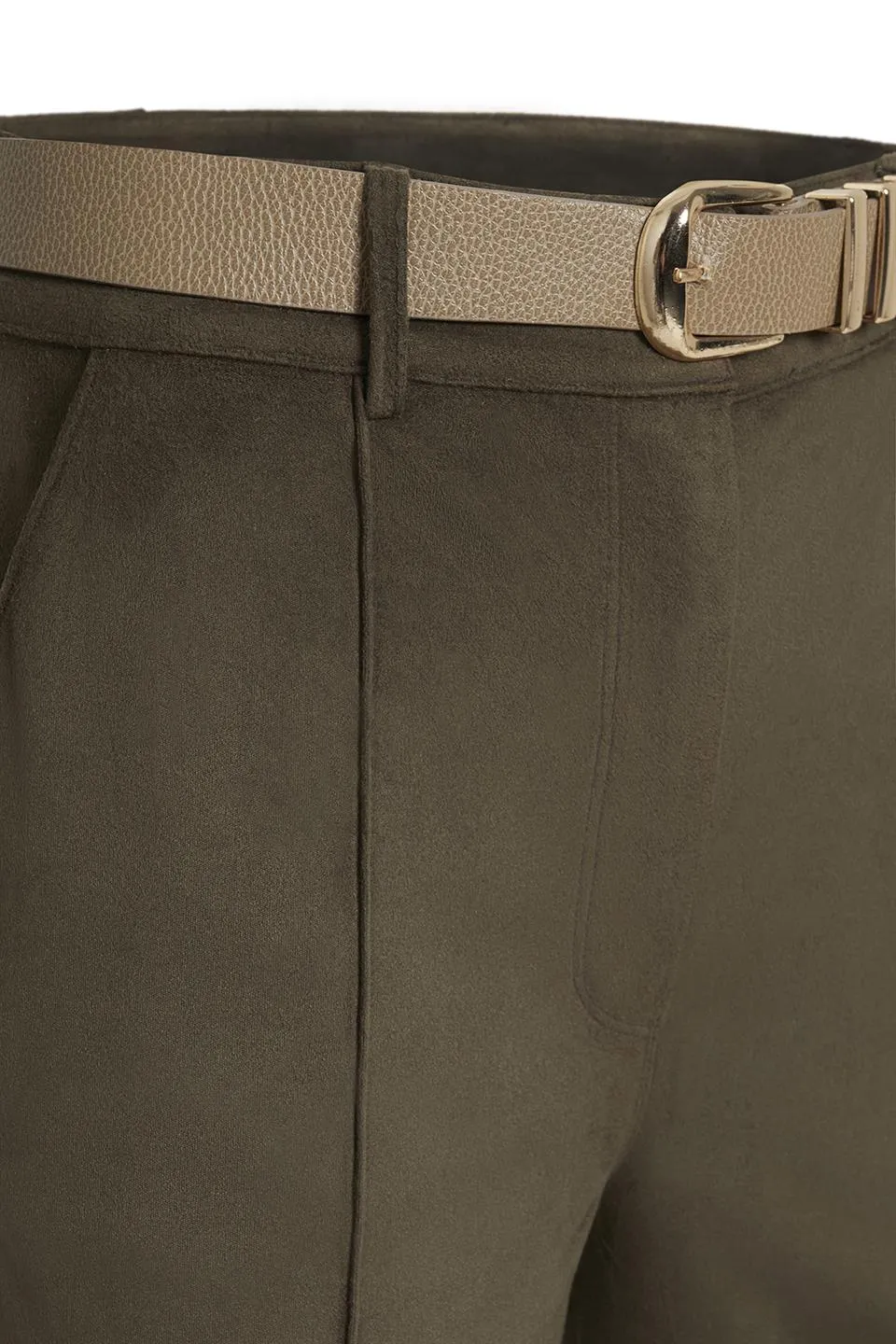 Suede Green High Waist Pants