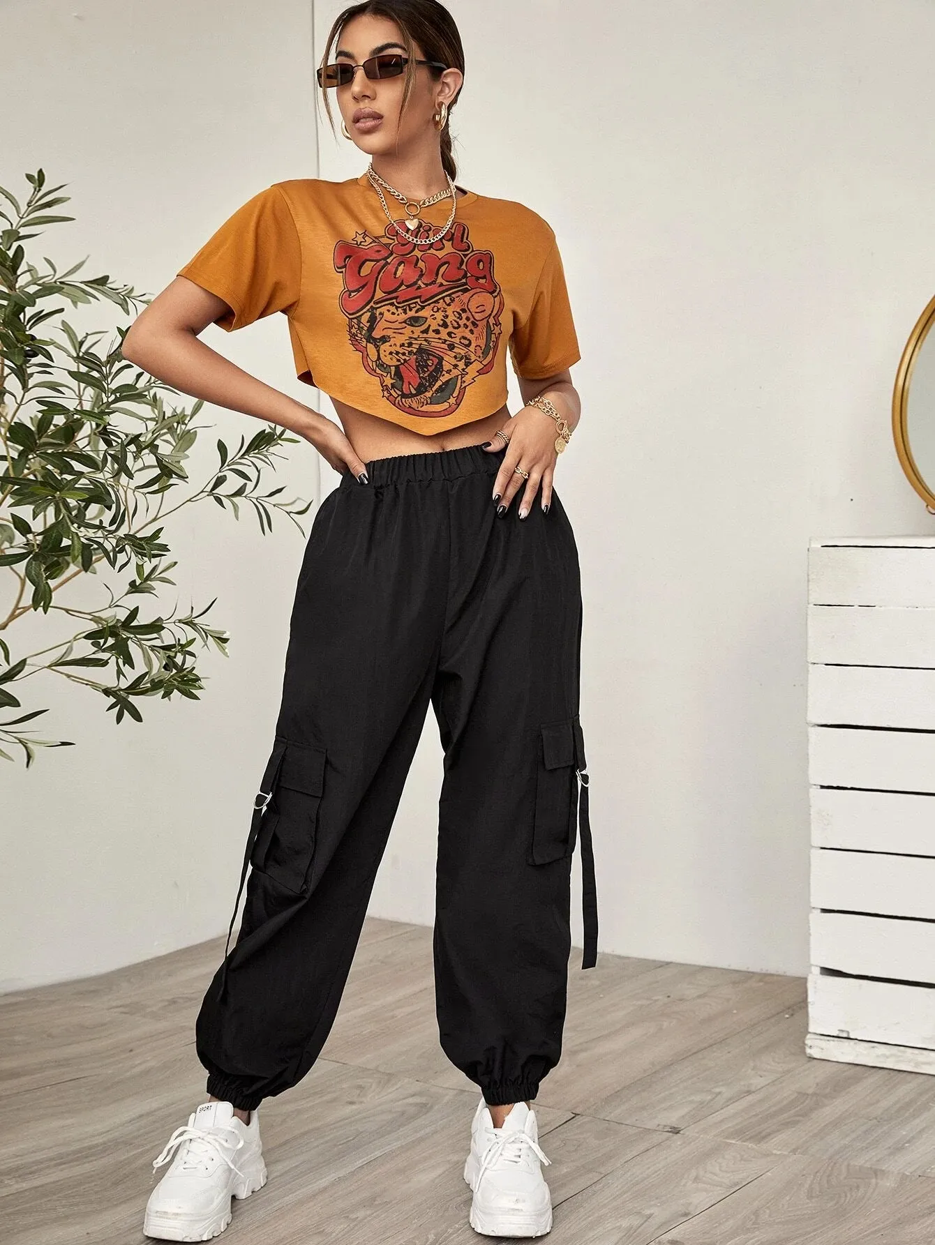 Tape Panel Flap Pocket Cargo Pants