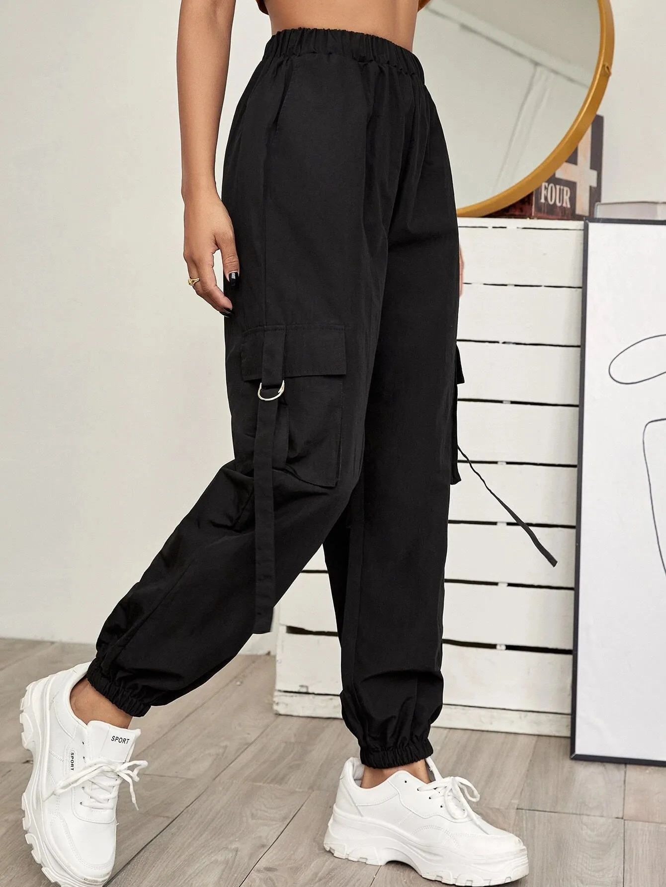 Tape Panel Flap Pocket Cargo Pants