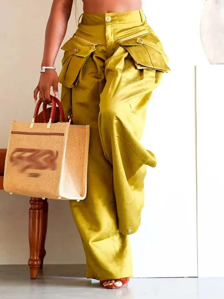 TEEK - Golden Green Pocket Chic Pants