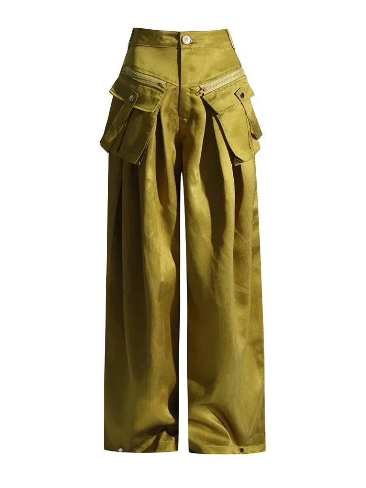 TEEK - Golden Green Pocket Chic Pants