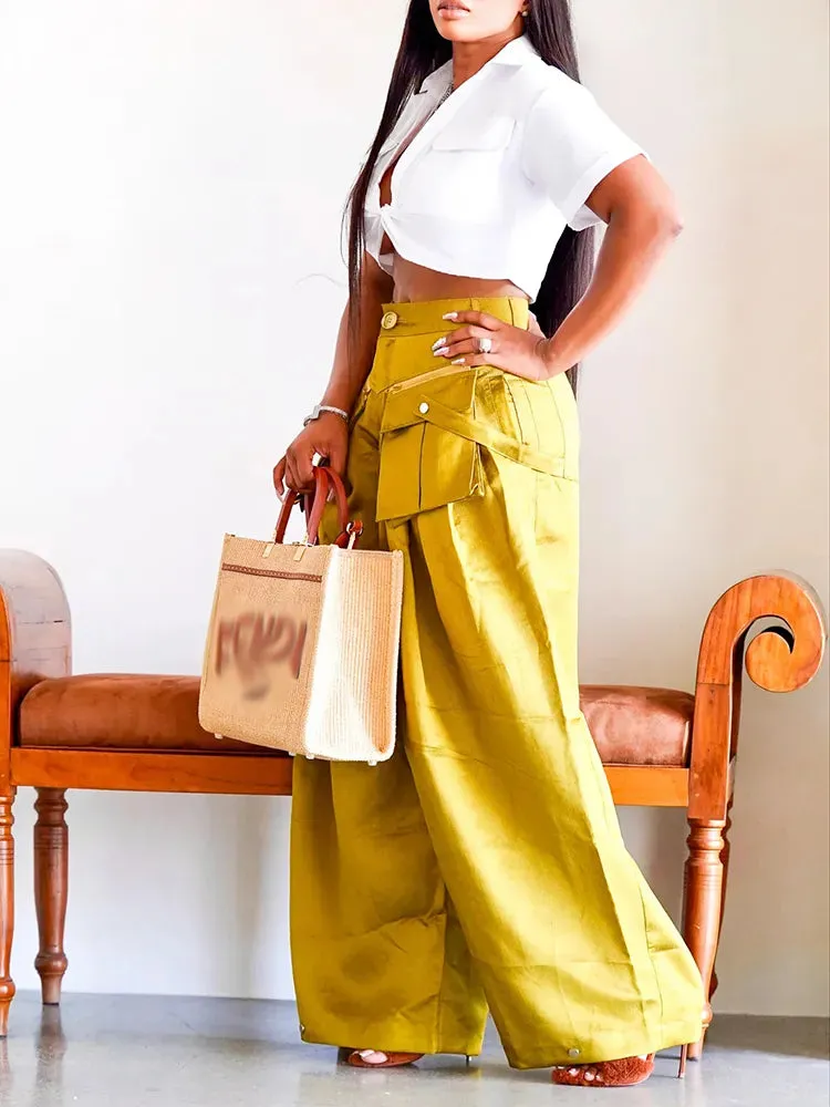 TEEK - Golden Green Pocket Chic Pants