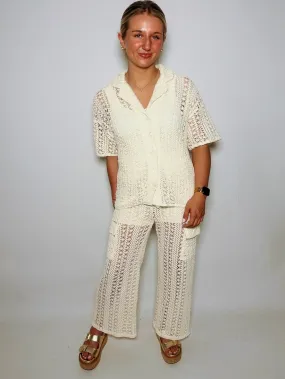 The Cabo Dreams Crochet Cargo Pants - Natural