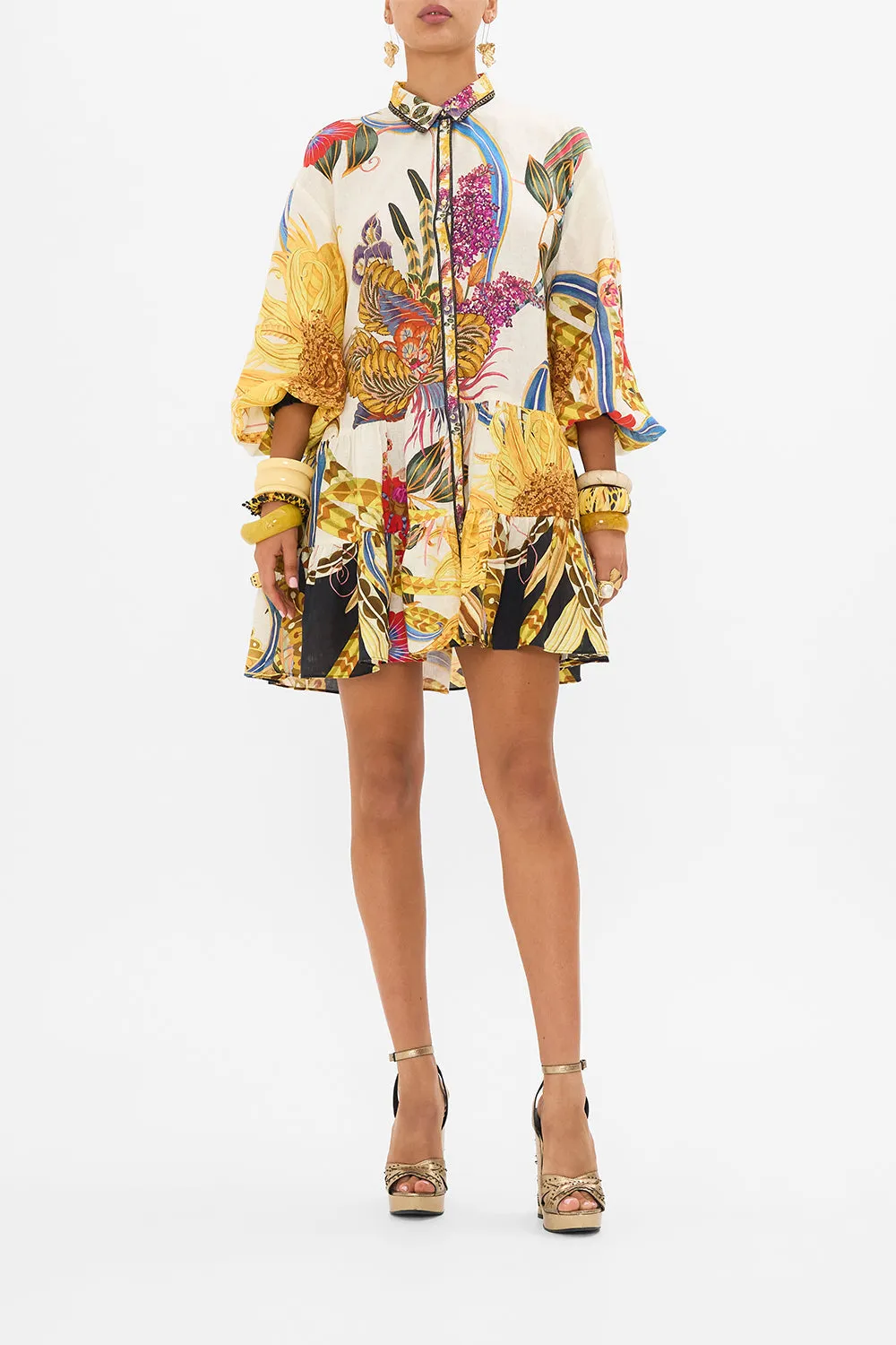 TIERED SHIRT DRESS SUNFLOWERS ON MY MIND