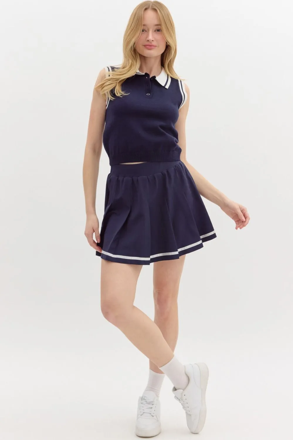 Varsity Pleated Mini Skirt