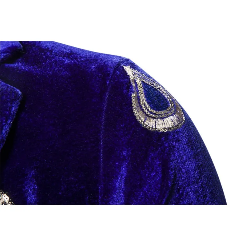 Velvet Fashion Embroidery Stage Dress Singer Costume Men Blazer