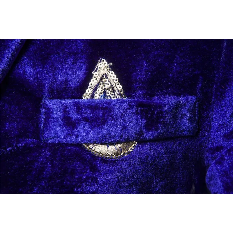 Velvet Fashion Embroidery Stage Dress Singer Costume Men Blazer