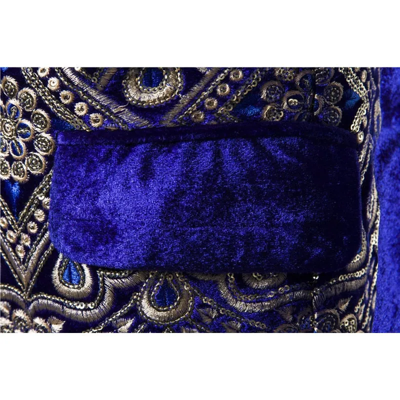 Velvet Fashion Embroidery Stage Dress Singer Costume Men Blazer