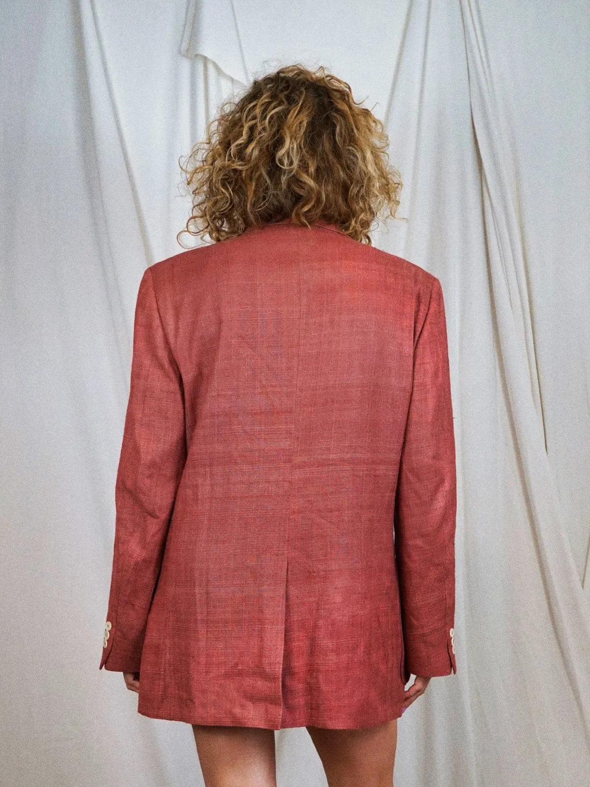 Vintage Dusty Rose Raw Silk Boyfriend Blazer