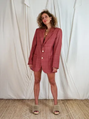 Vintage Dusty Rose Raw Silk Boyfriend Blazer