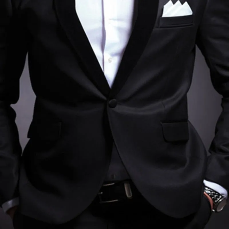 Voguable Black Wedding Tuxedo for Groom 2 Piece Slim Fit Men Suits Set Shawl Lapel Custom Prom Business Boyfriend Jacket with Pants
