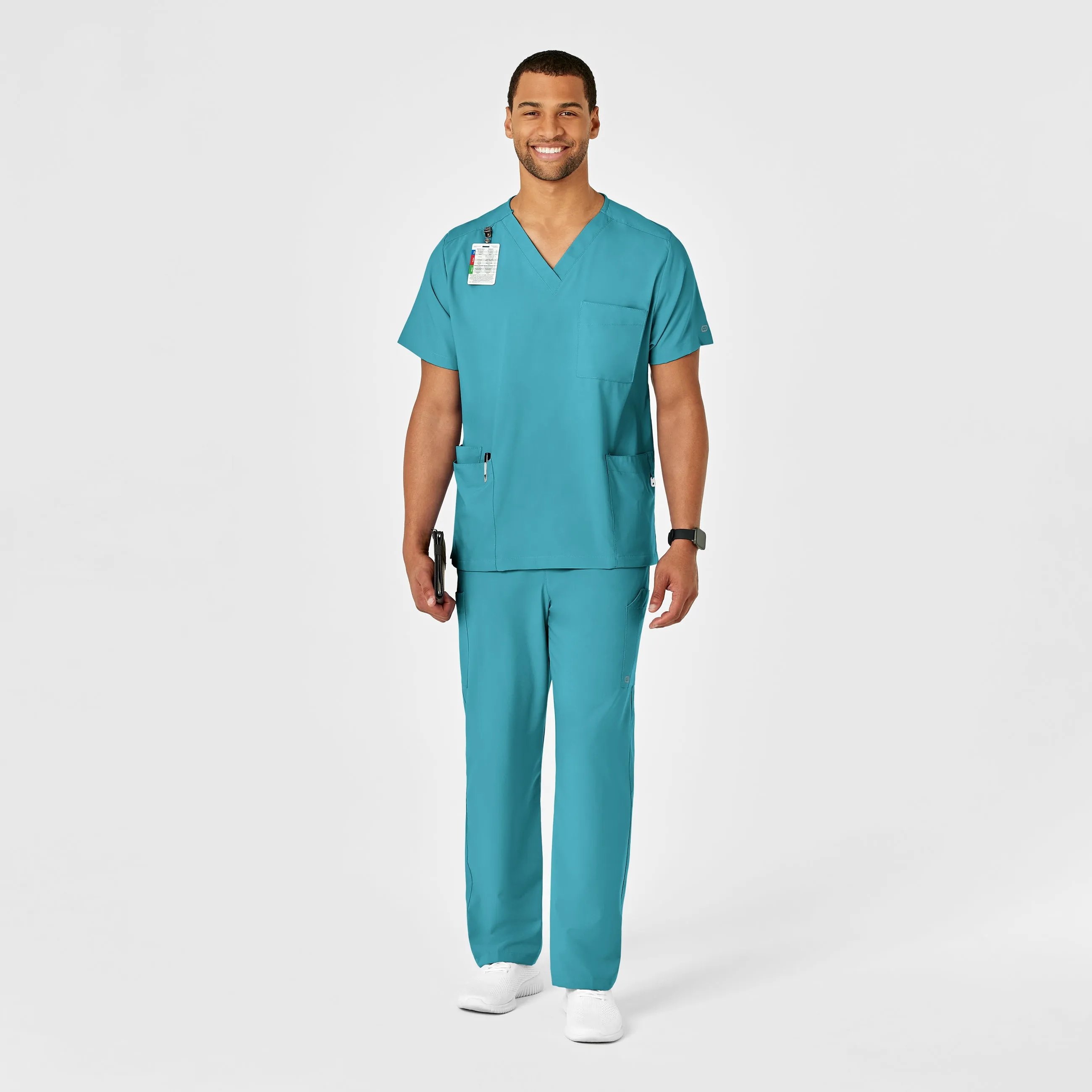 W123 Unisex Multi-Cargo Scrub Pant - Teal Blue