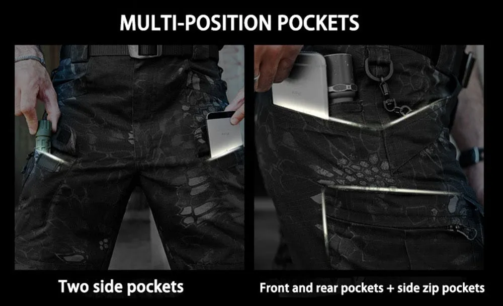 Waterproof Ripproof Men's Mid Waist Military Cargo Pants