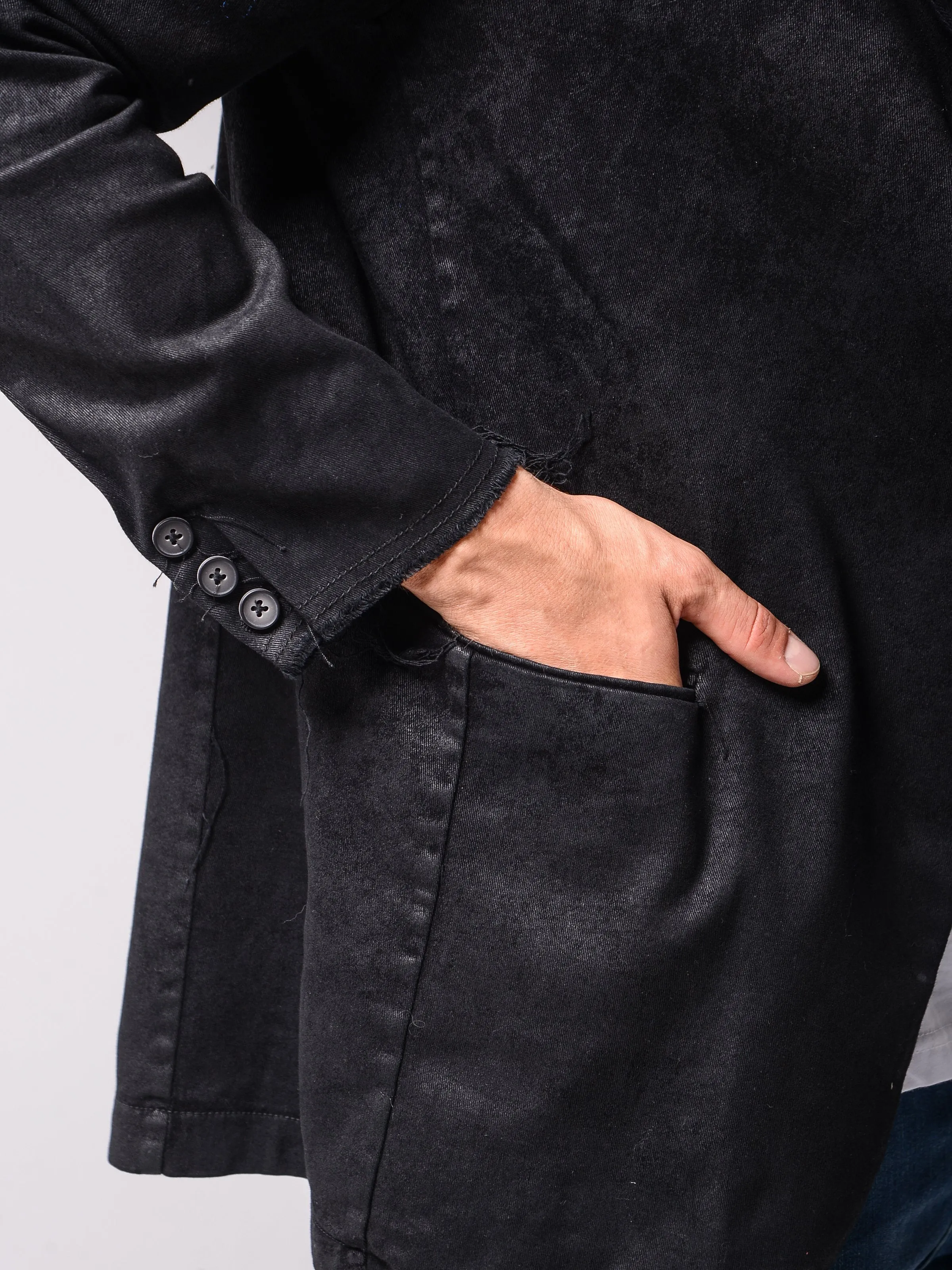 Waxed Denim Blazer