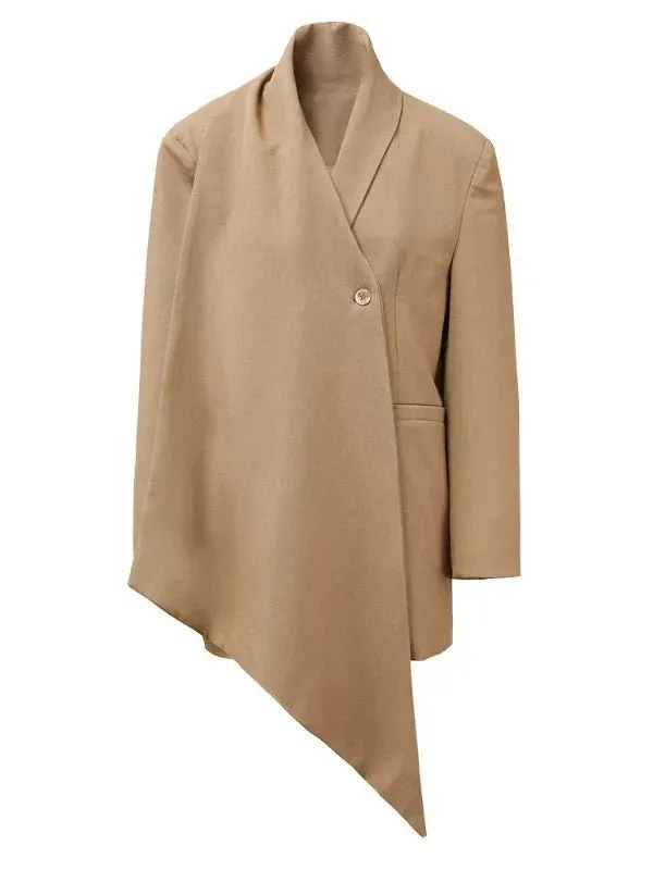 Wenkouban-Winter outfits Christmas Scarf Collar Double Breasted Oversized Blazer