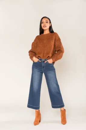 Wholesale Raw Blue Petite Flare Jeans