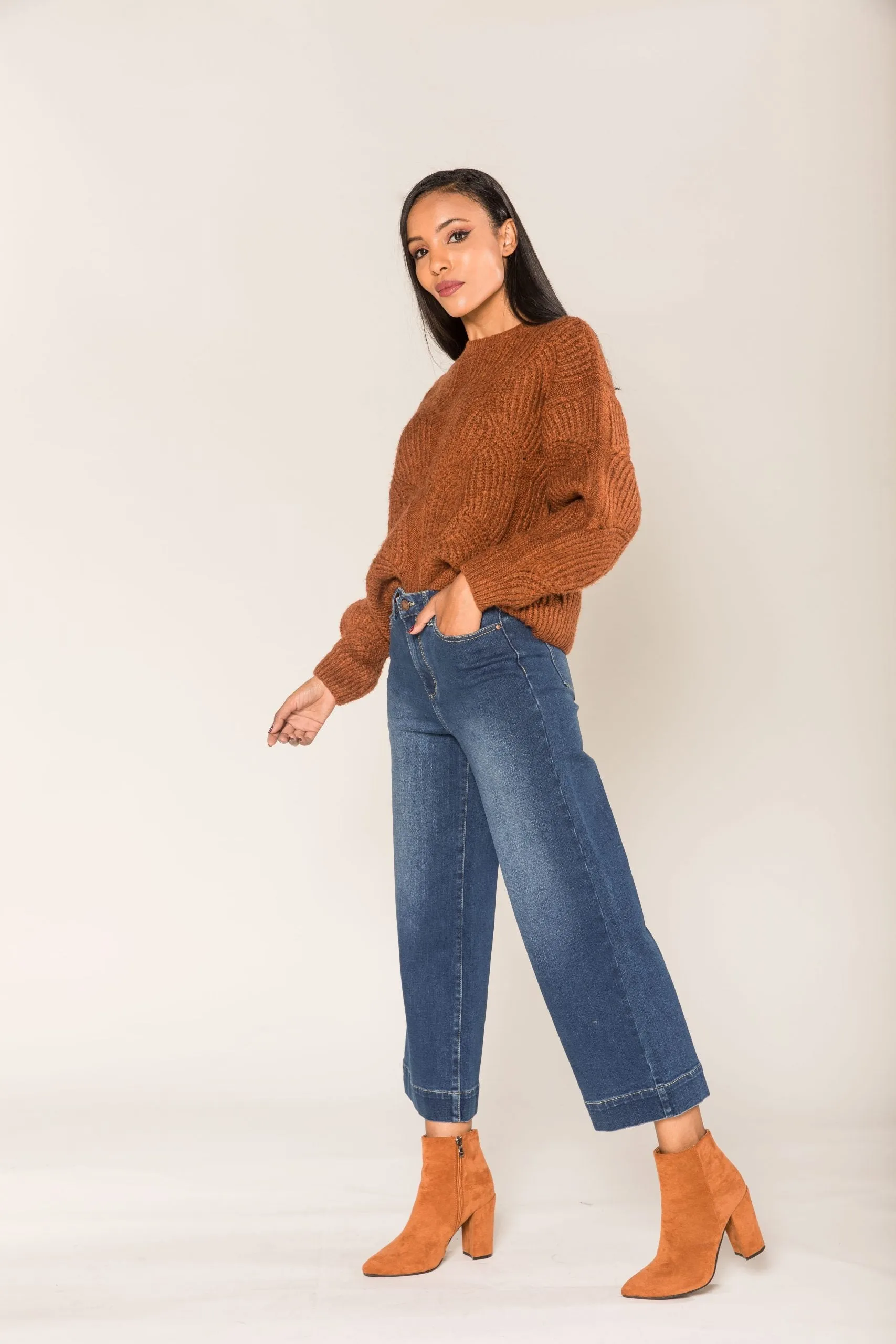 Wholesale Raw Blue Petite Flare Jeans