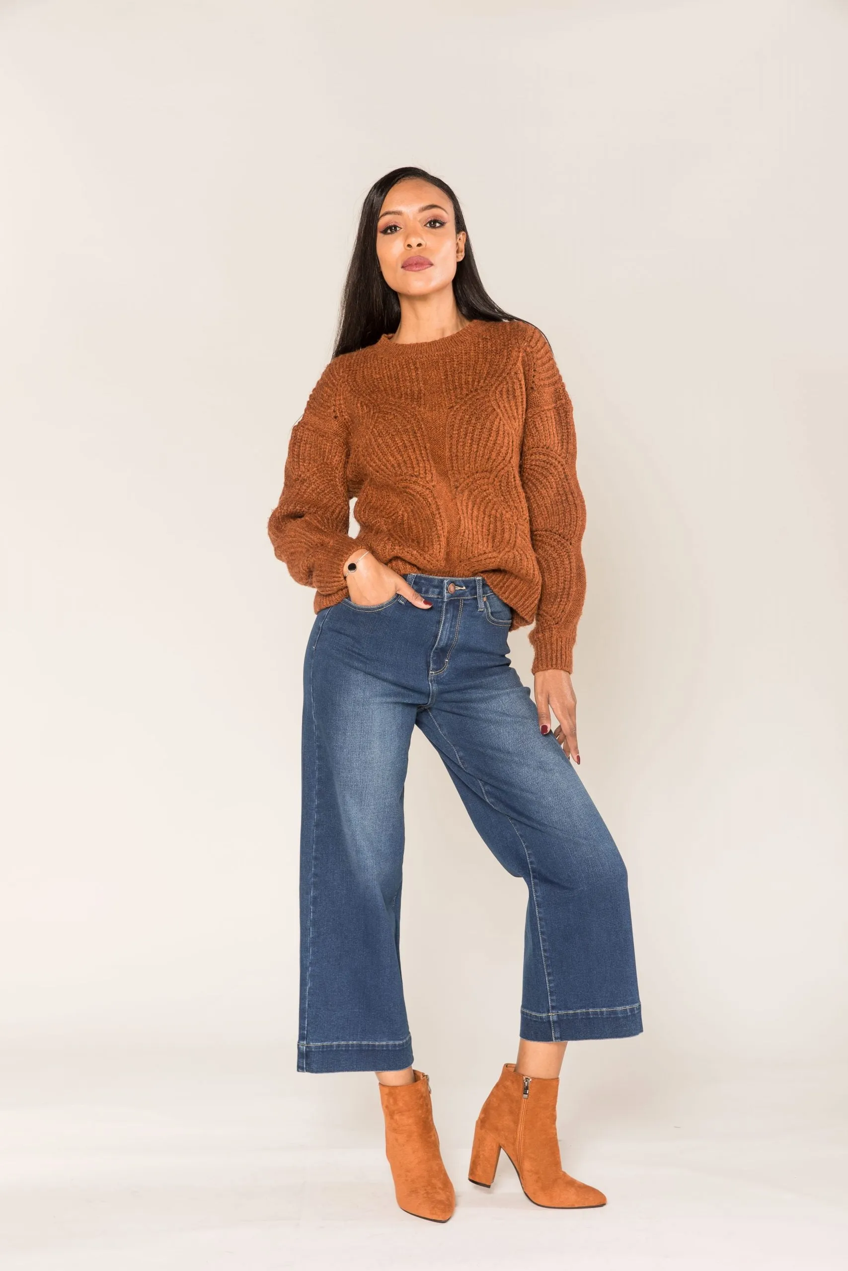 Wholesale Raw Blue Petite Flare Jeans