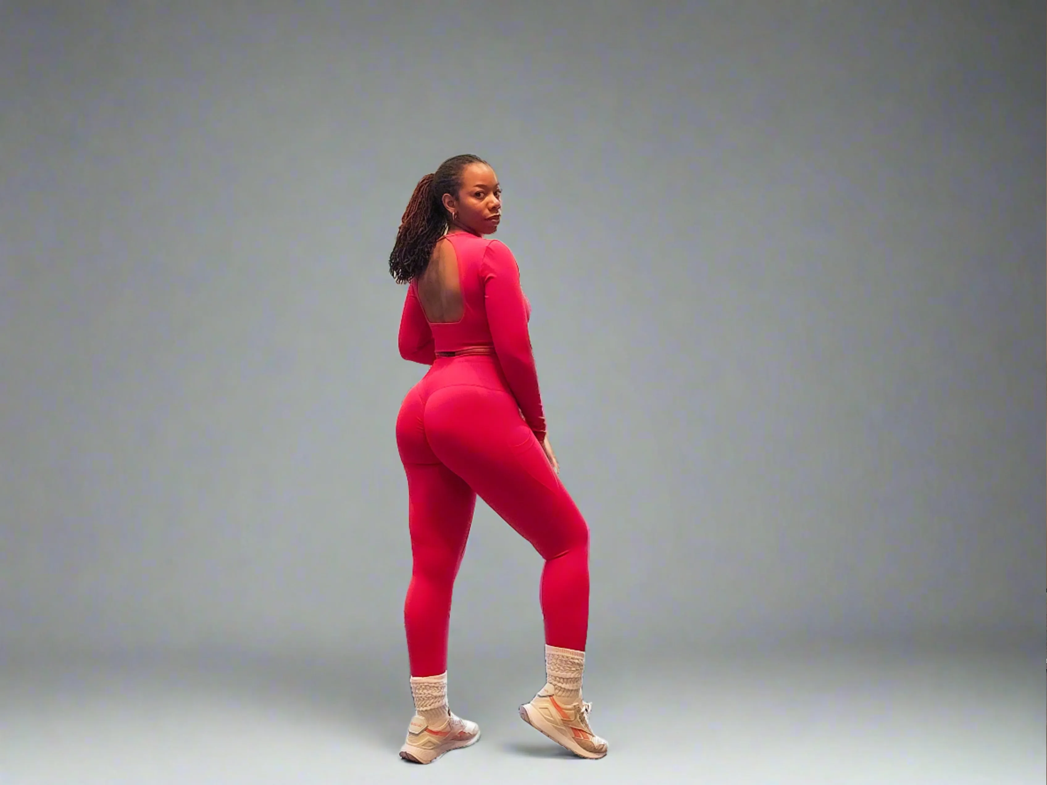Wide Open Crop Top and Leggings Set-Pink