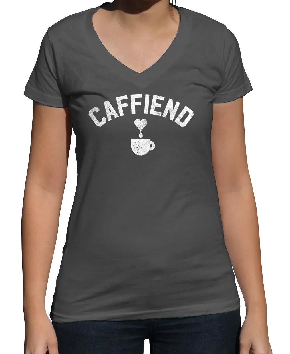 Women's Caffiend Vneck T-Shirt - Coffee Caffeine