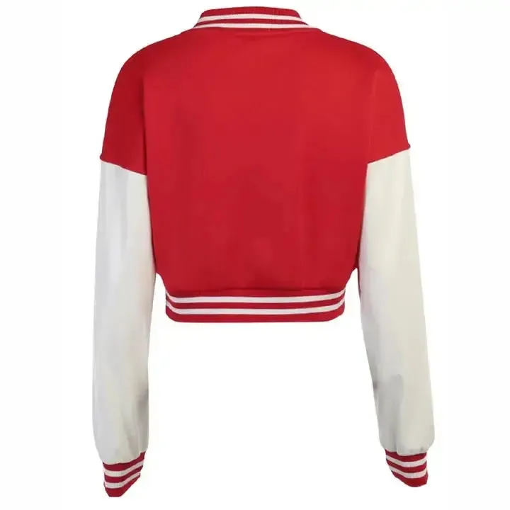 Women's Cropped Varsity Baseball Jacket – Stylish & Trendy
