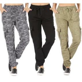 Womens Jogger Pants High Waisted Warm Fleece Lined Drawstring Cargo Pockets
