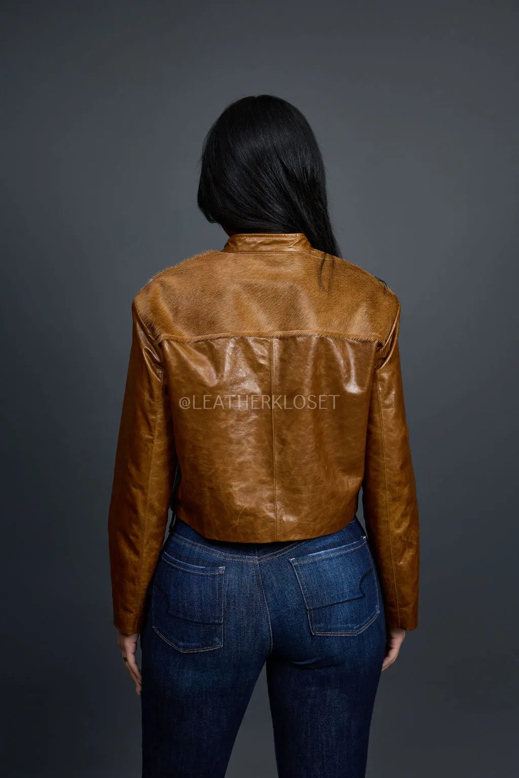 Women's Pony And Leather Biker Jacket [Natural]