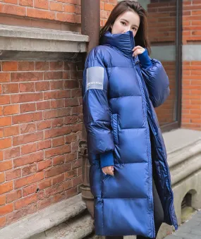 Women's Winter Casual Cotton Glossy Long Parka