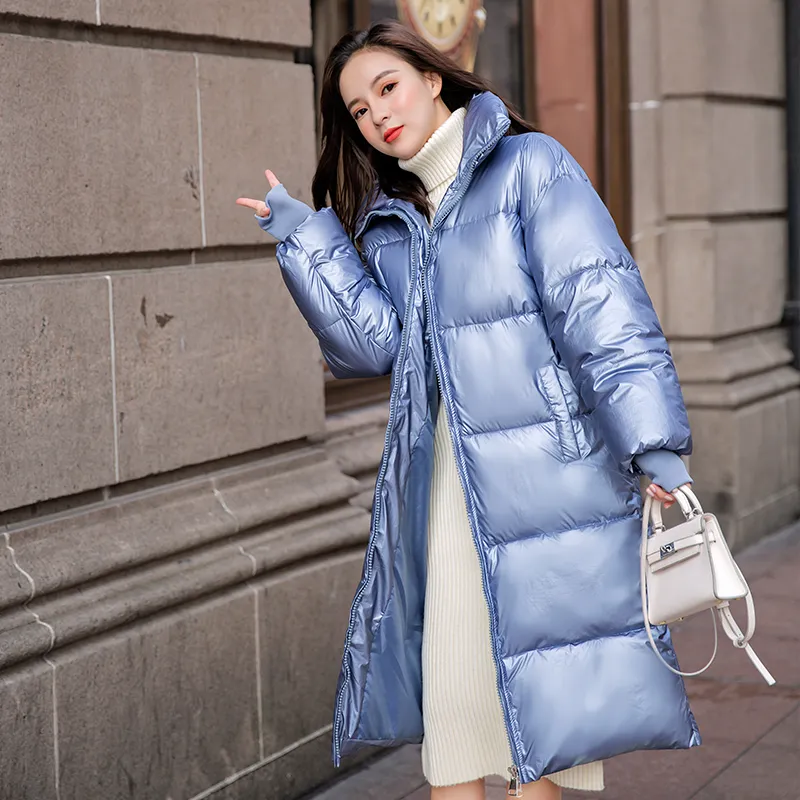 Women's Winter Casual Cotton Glossy Long Parka
