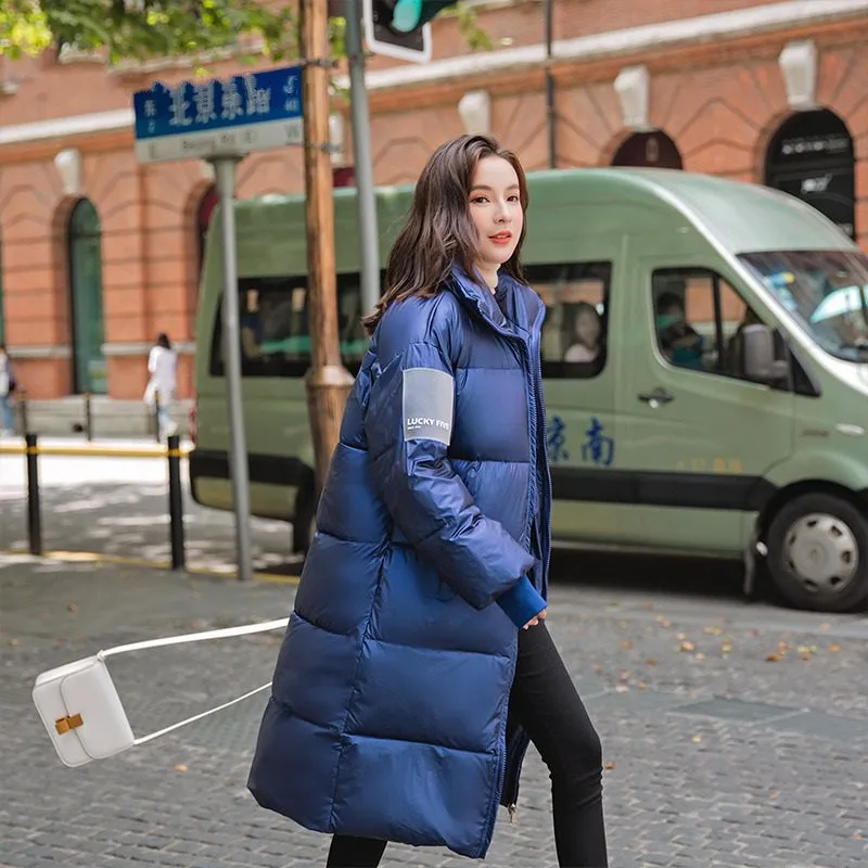 Women's Winter Casual Cotton Glossy Long Parka