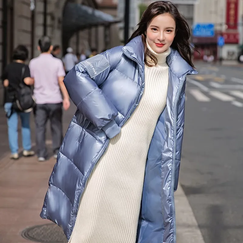 Women's Winter Casual Cotton Glossy Long Parka