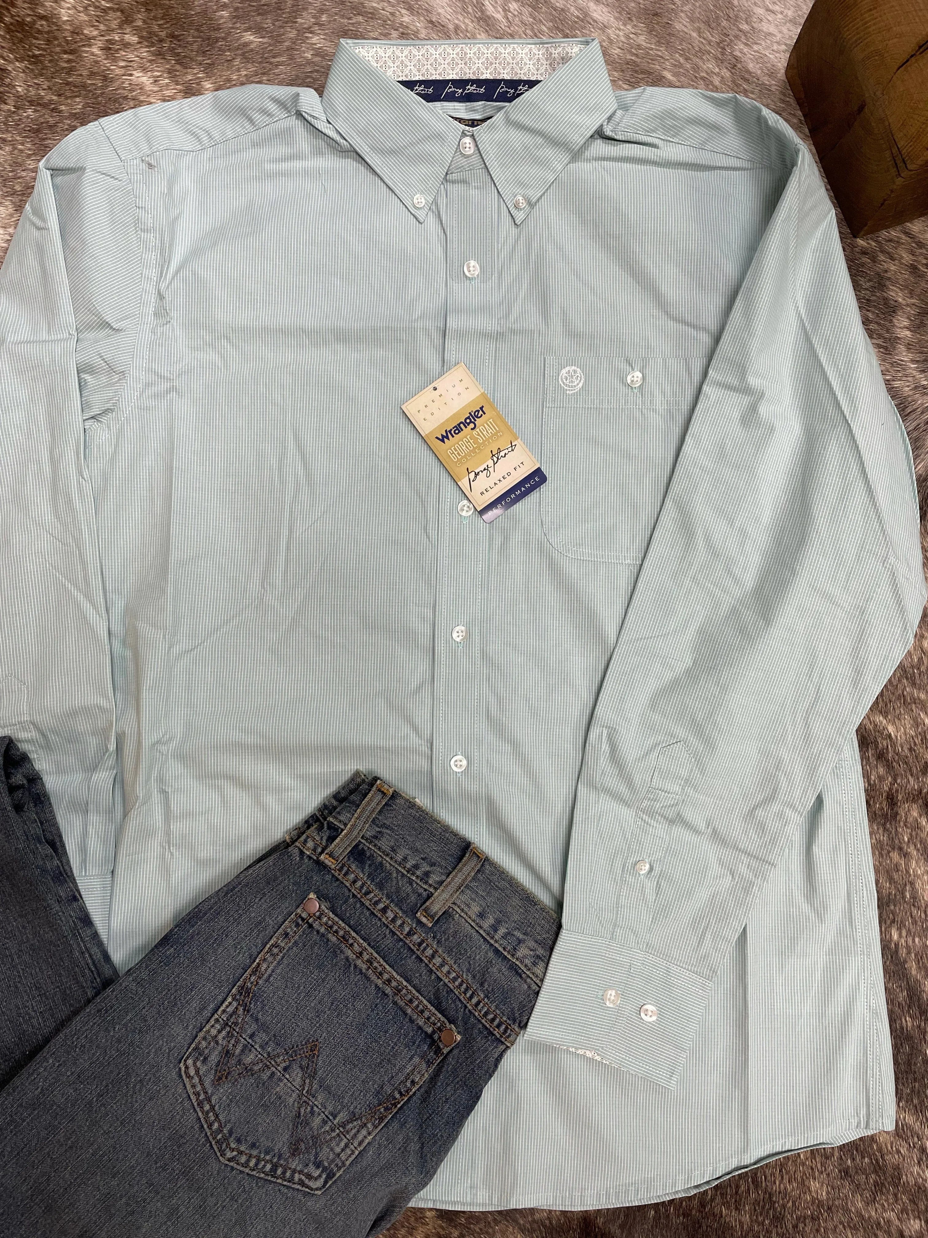 Wrangler® George Strait Collection Long Sleeve Shirt - green