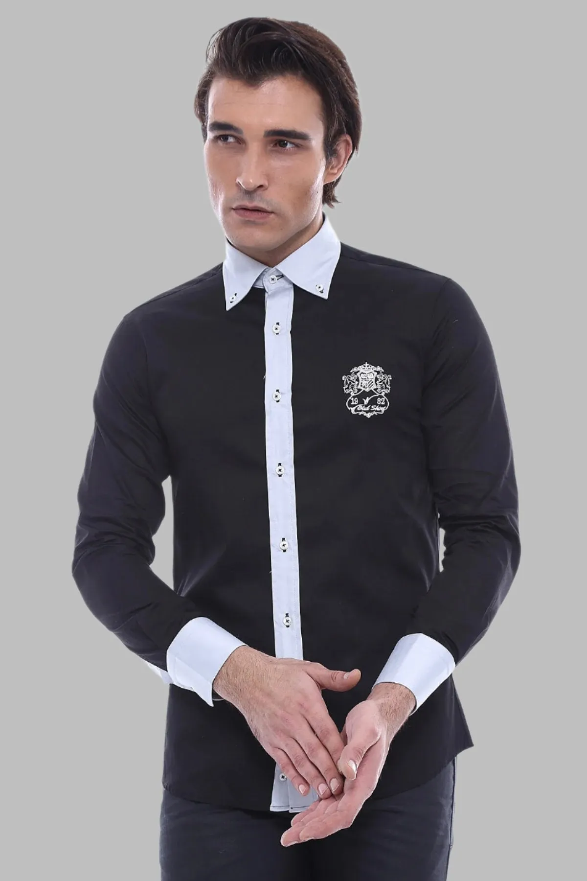 WSS Cotton- Satin Black Men's Sport Shirt  - Singen