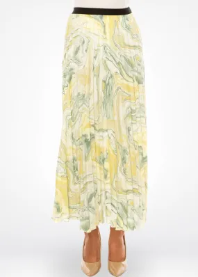 YAL Green Marble Pleated Skirt