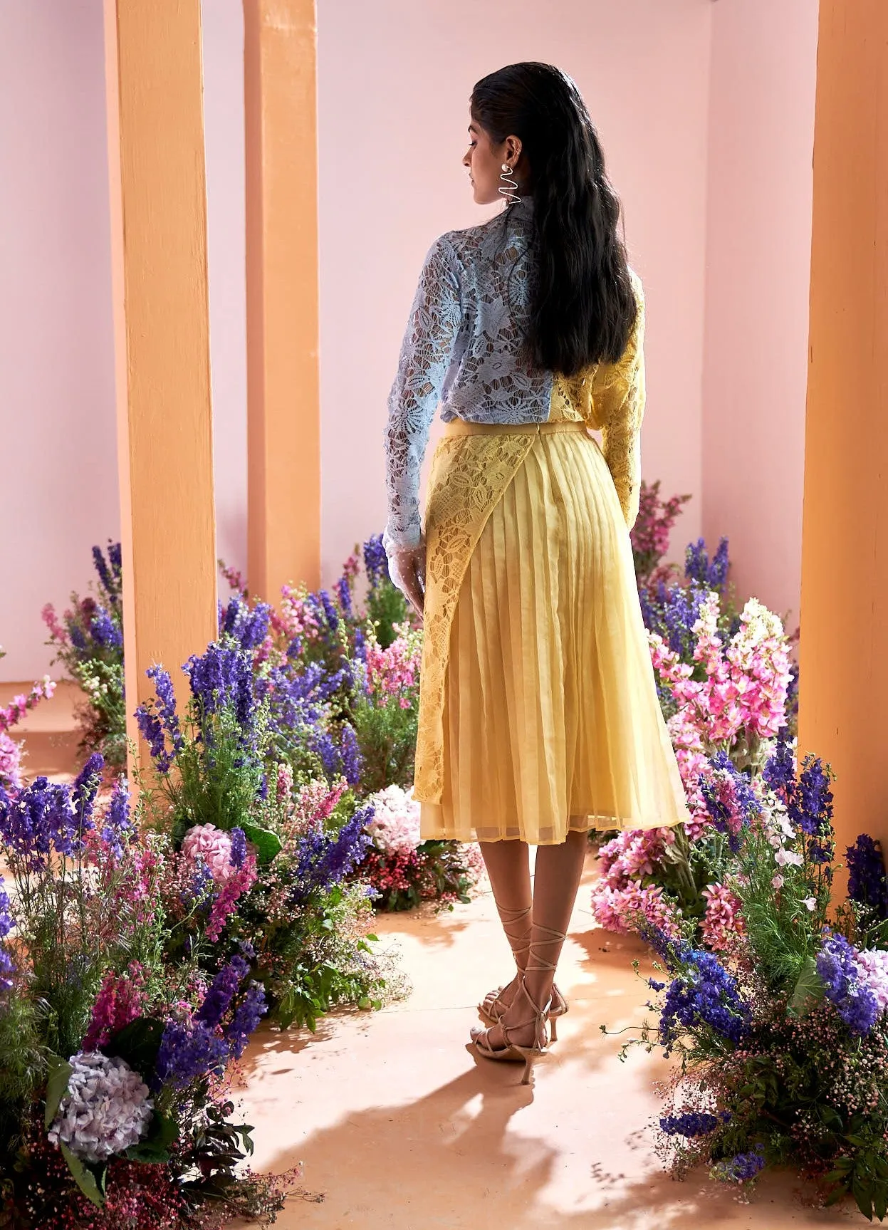 Yellow and Blue Flora Lace Set